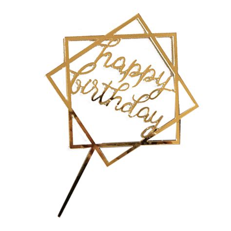 Worallymy Square Happy Birthday Cake Topper Acrylic Insert Cake Card