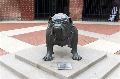 General view of the Drake Bulldogs mascot Spike statue during the USA ...