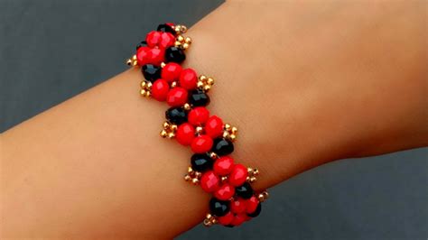 How To Makebeautiful Crystal Braceletbracelet Making Useful And Easy Youtube