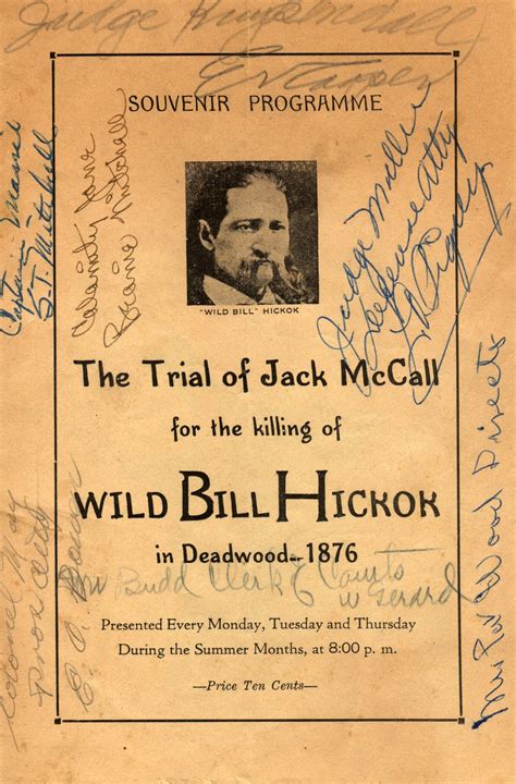 Trial Of Jack Mccall Killing Of Wild Bill Signed Vintage Souvenir