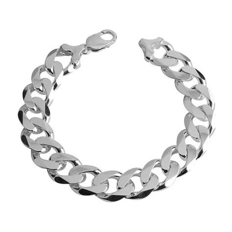 Solid Sterling Silver Heavy Mens Curb Bracelet