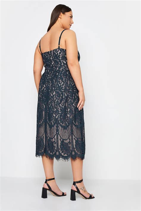 Evans Navy Blue Lace Midi Dress Evans