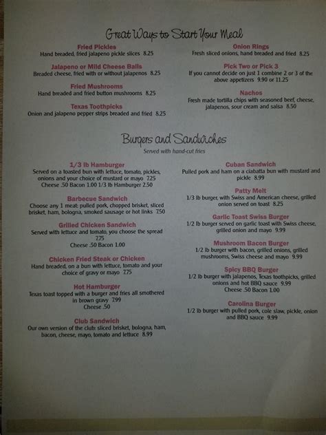 Menu At Buddy S Grill Restaurant Claremore