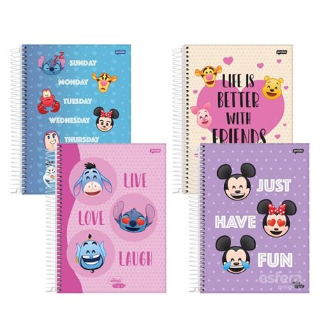 Caderno Espiral Universitário Capa Dura 10 Matérias 160 Folhas Disney