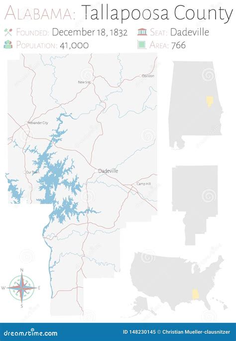 Map Of Tallapoosa County In Alabama Stock Vector Illustration Of
