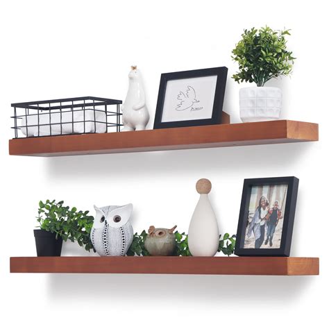 Marsmiles Floating Shelves 2 Pack 36 Long Thick Handmade Rustic Floating Wall Shelves Natural