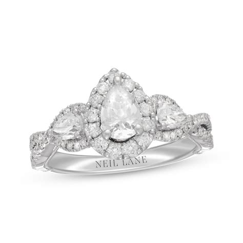 Neil Lane Diamond Engagement Ring 1 1 4 Ct Tw Pear Round 14k White Gold