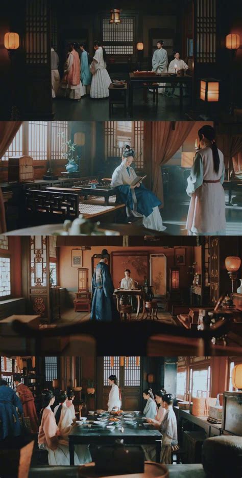 Several Different Scenes From The Same Film With People Standing And