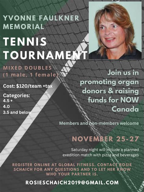 Yvonne Faulkner Mixed Doubles Tennis Tournament Global Fitness