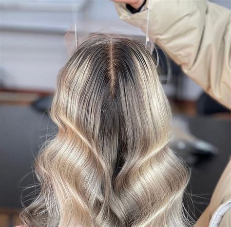Ash Blonde Balayage Wavy Premium Virgin Human Hair Volume Topper With Dark Roots And Frontal Hd