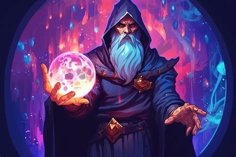 Premium Ai Image Painting Of A Wizard Holding A Crystal Ball In His Hand