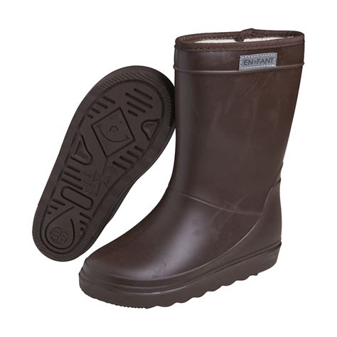 Enfant Thermo Boots Solid Coffee Bean Wol Gevoerde Laarzen Regenlaarzen Bruin Donkerbruin T M