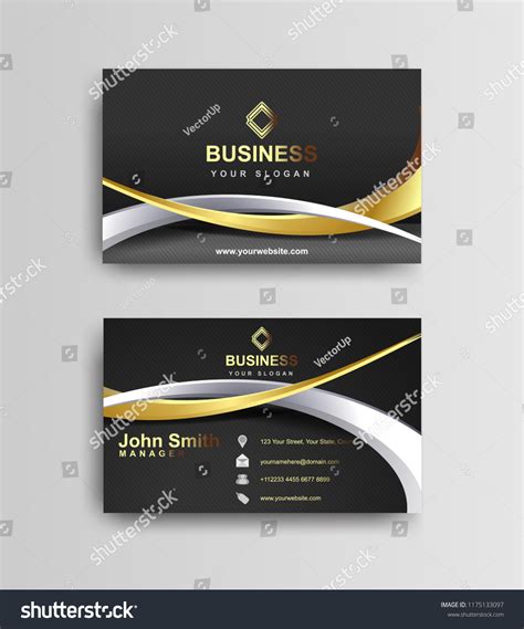 Black Gold Business Card Template Design Stock Vector (Royalty Free) 1175133097