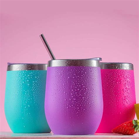 12oz Stainless Steel Wine Tumbler With Straw Water Bottle Manufacturer