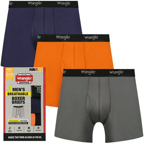 Wrangler Mens Breathable Mesh Boxer Briefs 3 Pack