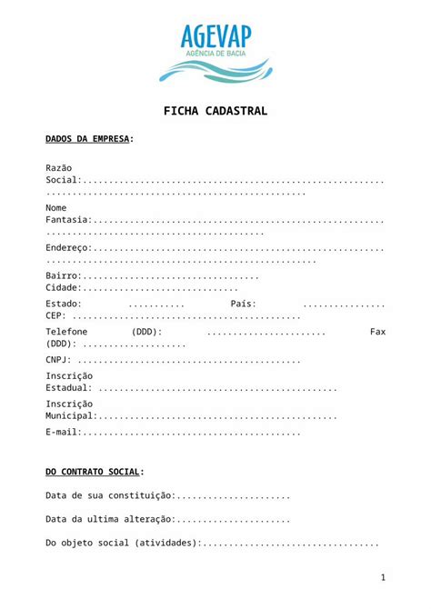 Doc Modelo De Ficha Cadastral Ceivap Org Br Cadastral Doc Web