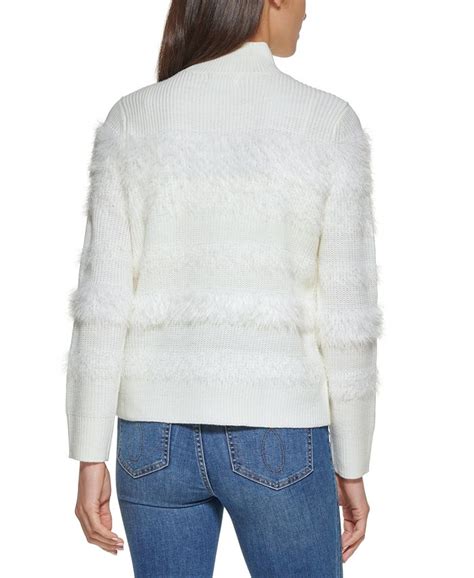 Calvin Klein Eyelash Stripe Mock Neck Sweater Macys