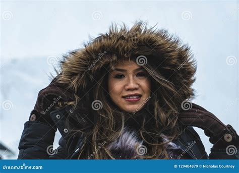 Woman Posing In The Mountains Of The Lofoten Islands Reine Norway