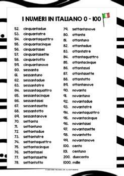 ITALIAN NUMBERS 0 100 LIST FREEBIE 1 Italian Numbers Italian