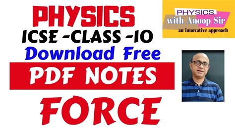 Chapter 1 Forcephysics Icse Class 10free Download Pdf Notes Youtube