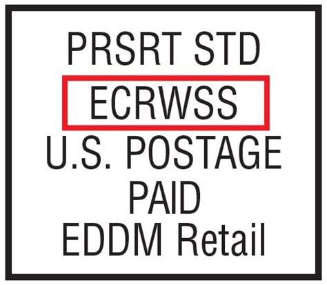 EDDM Indicia Has 5 Lines Of Writing PRSRT STD ECRWSS U S POSTAGE