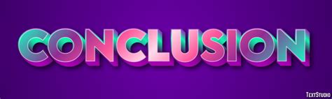 Conclusion Purple Green And Pink 3D Text Effect Generator