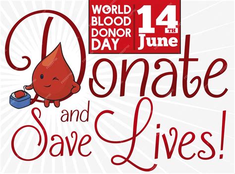 Premium Vector Cute Drop Donating Blood In The World Donor Day On June 14