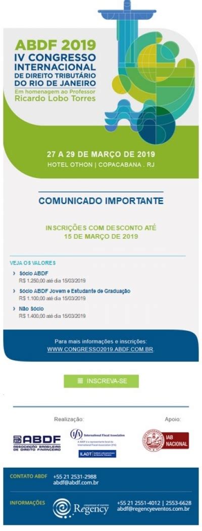 ABDF 2019 IV Congresso Internacional de Direito Tributário do Rio de