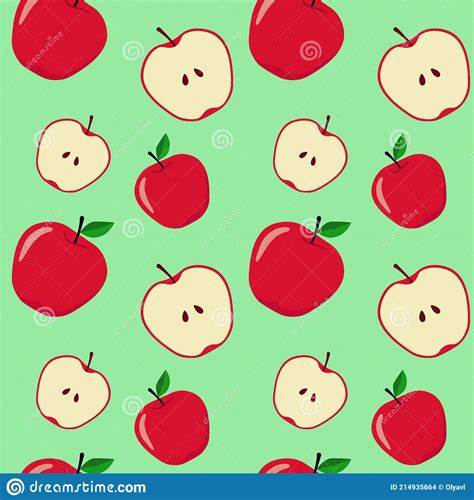 Vector Summer Seamless Pattern With Red Apples Stock Vector Illustration Of Textile Texture