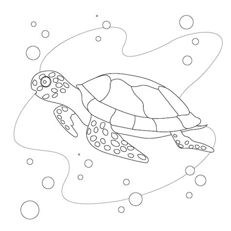 Tortuga línea negra vector doodle ilustración cute dibujos animados