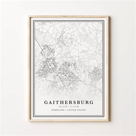 Gaithersburg Map Digital Gaithersburg Map Gaithersburg Etsy