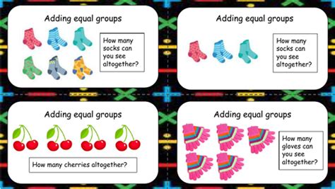 Adding Equal Groups Task Cards Year 2 Teaching Resources