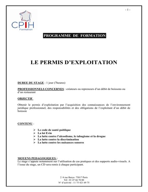 Le Permis D Exploitation