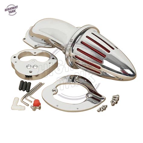 Chrome Aluminum Motorcycle Spike Air Cleaner Kits Intake Filter Case