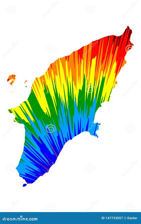 Kos Map Is Designed Rainbow Abstract Colorful Pattern Cos Island Map