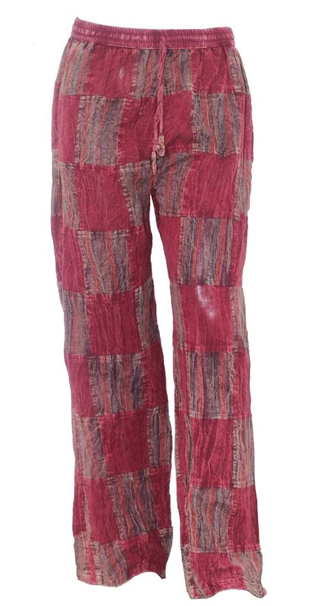 S Xl Unisex Patchwork Trousers Hippy Boho Yoga Pants Wide Festival