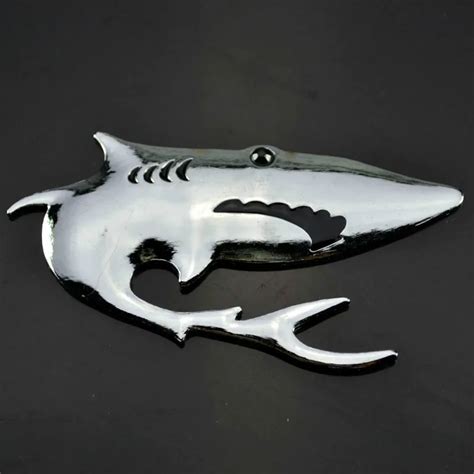 Universal Car Sticker 3d Chrome Silver Golden Shark 3d Metal Car Stickers And Decals Badge