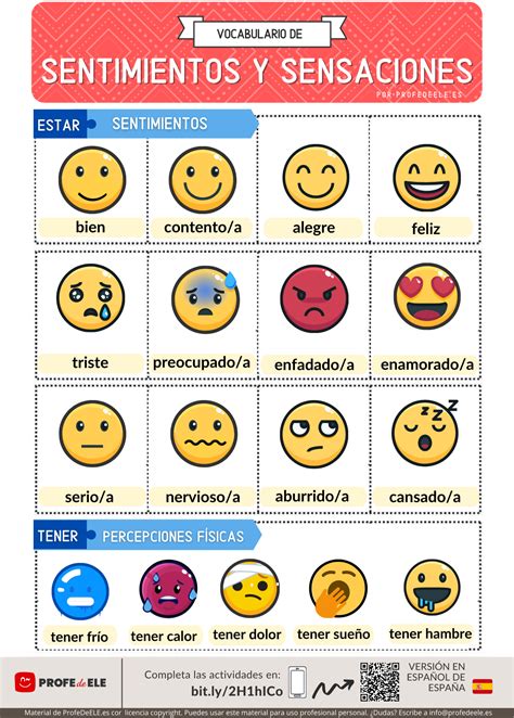 Vocabulario De Los Sentimientos Y Las Sensaciones Profedeele Es