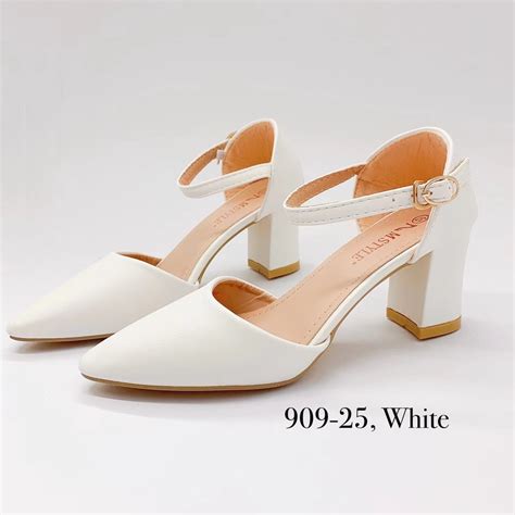 Women Pointed Closed Toe Block Heel Sandals White Wedding Chunky Heels | Shopee Philippines