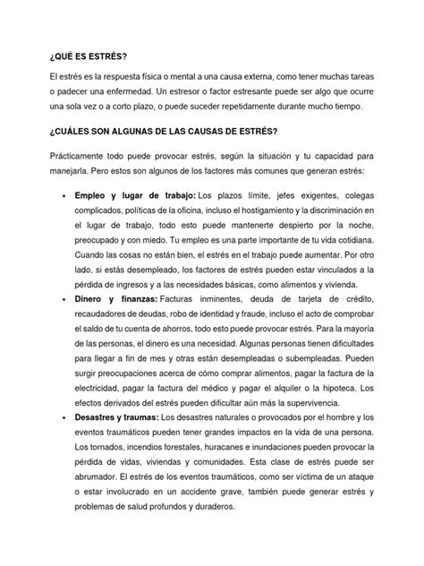 Manejo De Estres Pdf Estrés Biología Las Emociones
