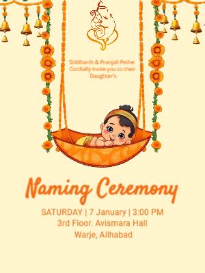 Edit Baby Naming Cradle Indian Ceremony Template CorelDraw Design