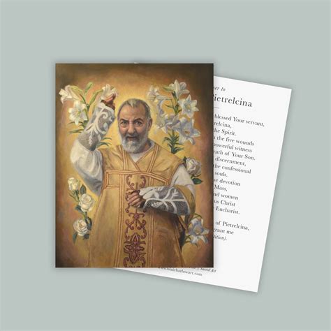 St Padre Pio Prayer Card Holy Card Etsy