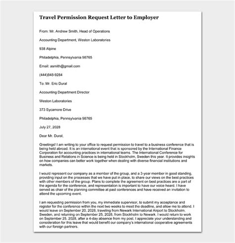 Travel Permission Letters And Travel Consent Forms Word Pdf