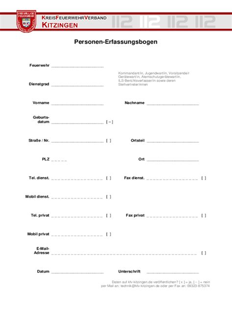 Ausfüllbar Online Personen Erfassungsbogen als Download Fax Email