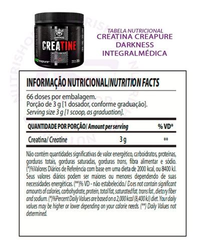 Creatina Creapure Darkness G Integralmedica Frete Gr Tis