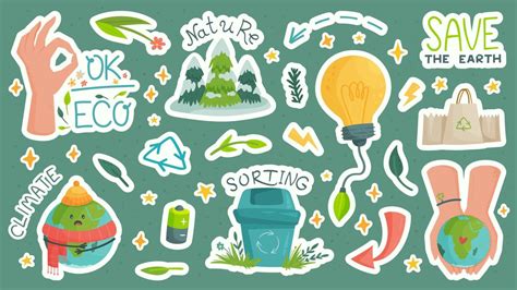 Vector Set Of Stickers About Ecology And Resource Conservation Modern