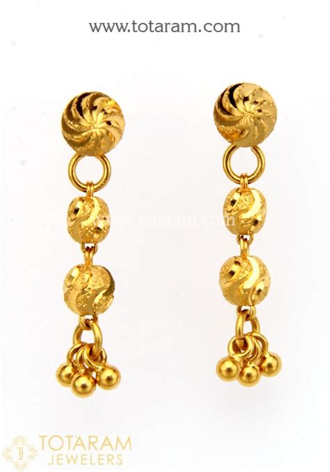 22k Gold Drop Earrings For Women 235 Ger14082 In 3050 Grams