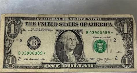 B One Dollar Bill Star Note Duplicate Serial Number