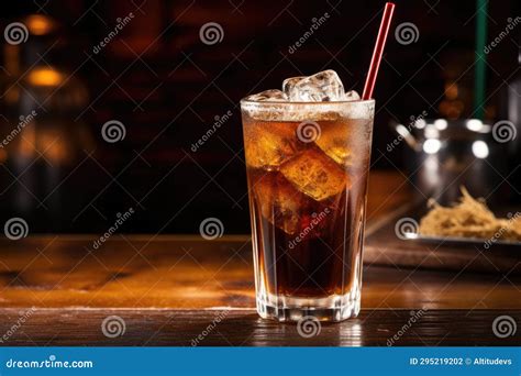 Glass Of Root Beer With Ice And Straw Stock Photo Image Of Root