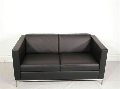 New Walter Knoll Foster Black Leather Sofa In Immaculate